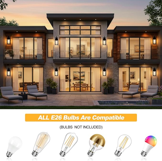 19" Dusk to Dawn Outdoor Lighting 2 Pack, Large Dusk to Dawn Outdoor Wall Lights - Image 7