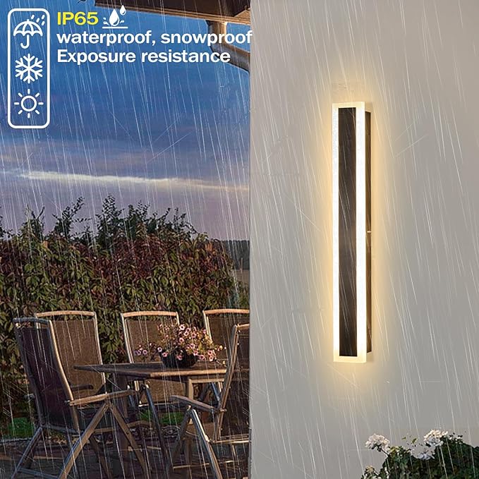2 Pack 24 Inch Outdoor Porch Wall Lights, 3000K Modern LED Exterior Wall Sconce - Image 2