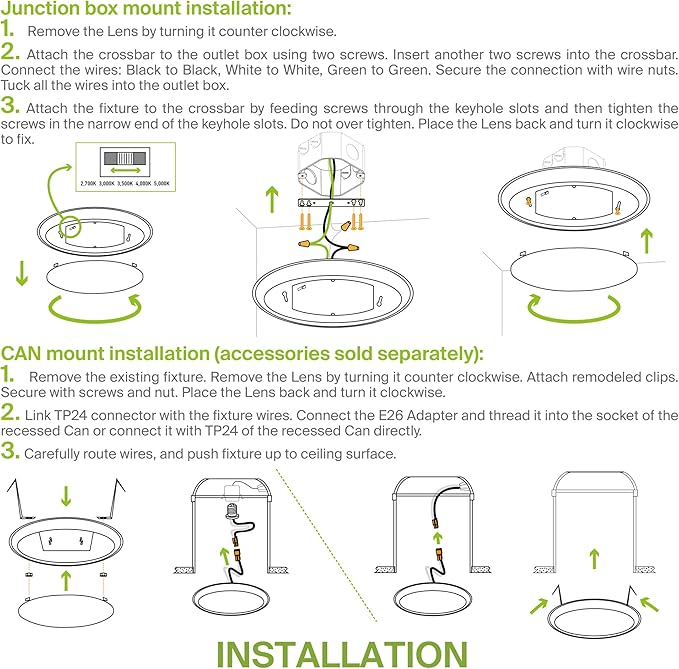 ASD 12 Pack LED Disk Lights 4 Inch, 10W 5CCT 2700K-5000K 685LM CRI90+, Dimmable - Image 9