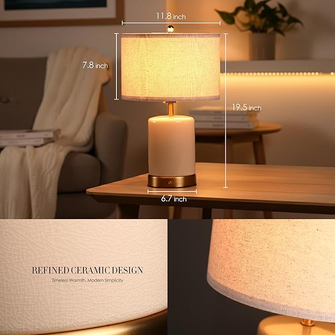 O’Bright Dune - Battery Powered Table Lamp, Rechargeable Cordless Ceramic Lamp - Image 5