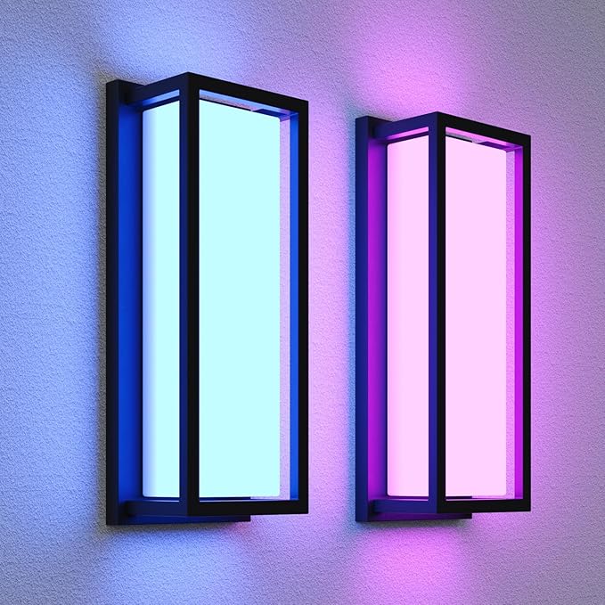 Smart Outdoor Lights Color Changing 2 Pack, RGB+2700K-6500K Outdoor Wall Sconce by RosykiteBuyNow