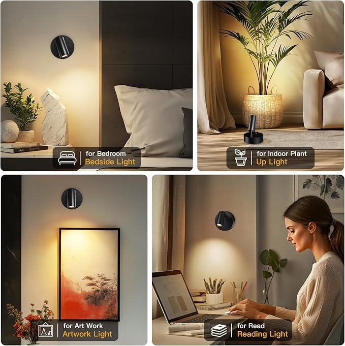 Kimjo Spot Lights Indoor, Wireless LED Spotlight, Uplighting Indoor - Image 7
