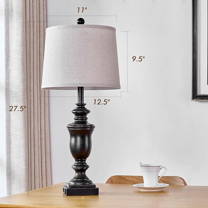 27.5" Vintage Farmhouse Table Lamps Set of 2 Bedside Lamp, 3 Way Dimmable - Image 4