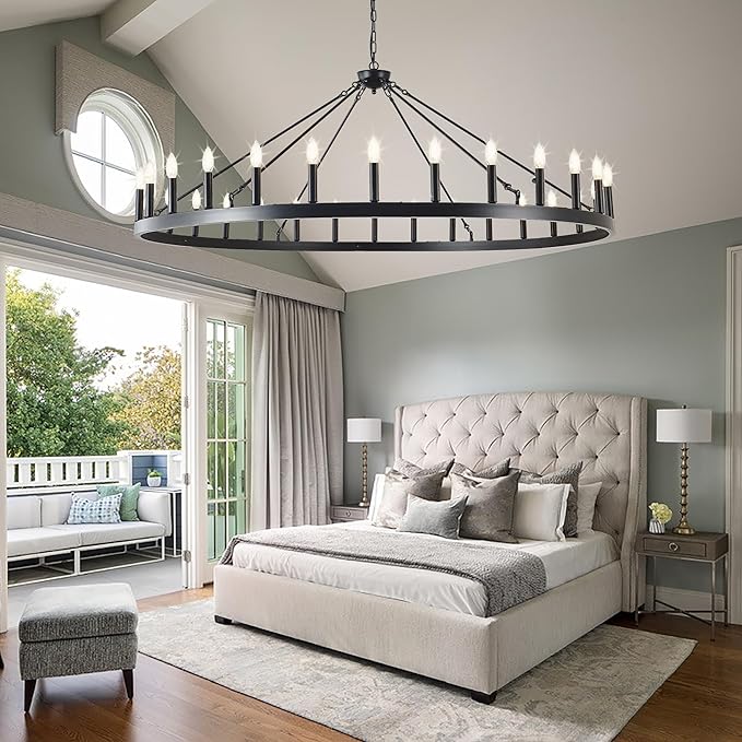 Large black wagon wheel chandelier 64 inch, 30-Light Farmhouse wagon Wheel - Image 2