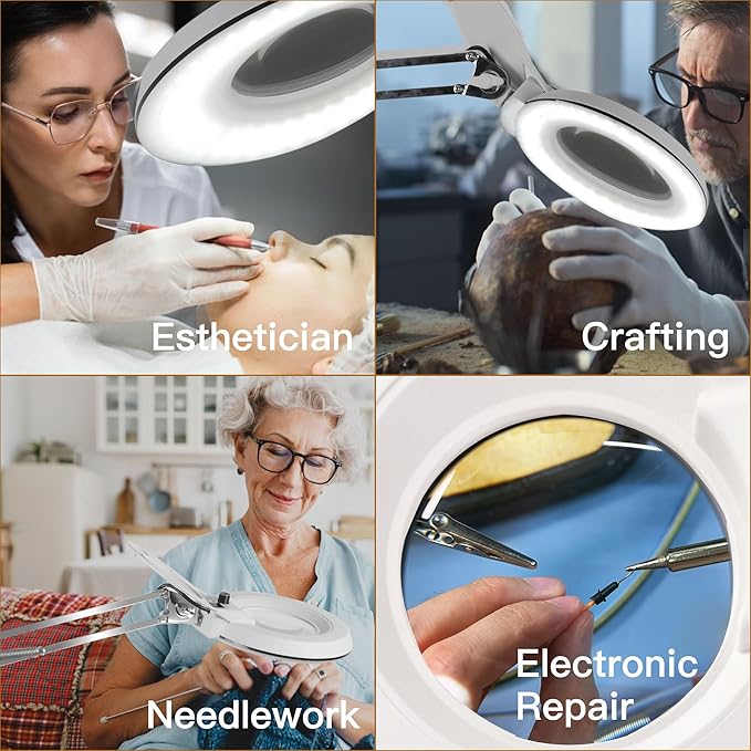 10X Magnifying Glass with Light and Stand, LED Dimmable Lighted Desk Lamp with - Image 8