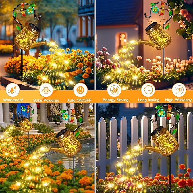 Christma Gifts Dragonfly Solar Watering Can Lights, Outdoor Waterproof Outdoor - Image 5