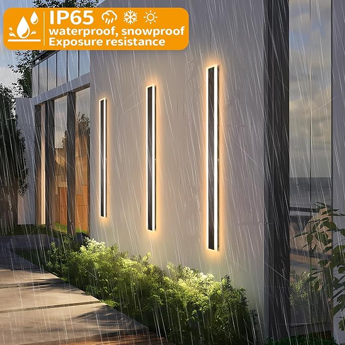 47 Inch Long Outdoor Wall Lights 3000K Black Exterior Light Fixtures Wall Mount - Image 2