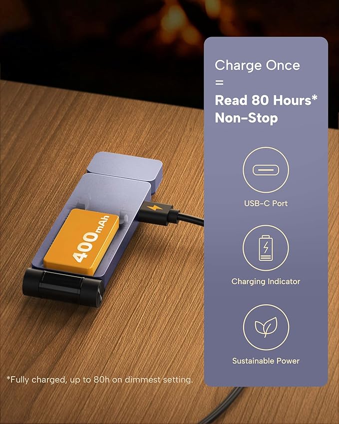 86lux Book Light, Rechargeable Clip-On LED Reading Light - Image 5