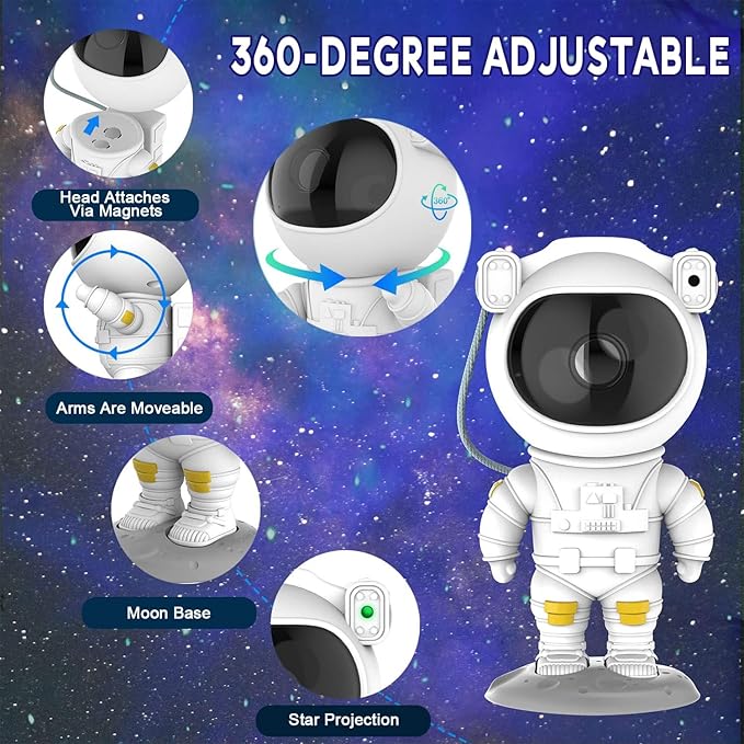 Astronaut Star Projector Galaxy Light, 360° Space Man Buddy Projector Sky LED - Image 2