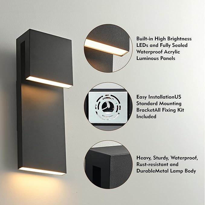 Modern Large Outdoor Wall Lights Integrated LED Outdoor Wall Sconces Lighting - Image 5