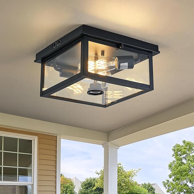 Adjustable Motion Sensor Ceiling Light Fixture Outdoor Modern Design of Squares - Image 9