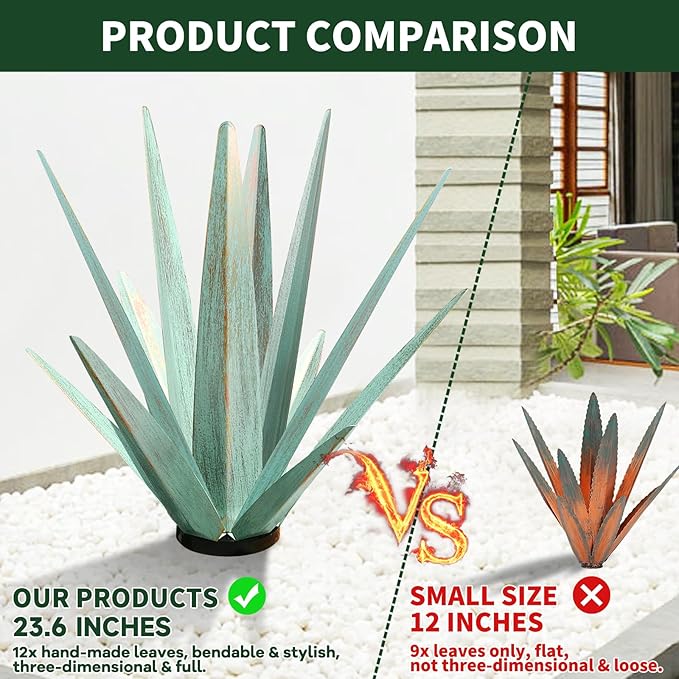 Large Tequila Rustic Sculpture, Rustic Metal Agave Plants - Image 3