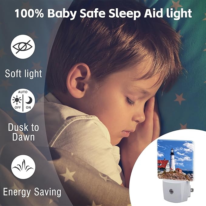 Beautiful White Lighthouse Night Light Plug into Wall, Ocean Seaside Lighthouse - Image 5