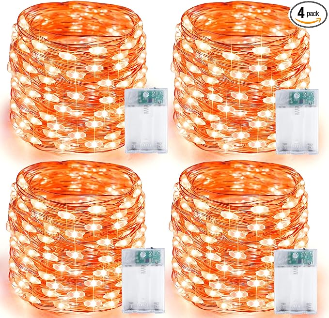 4 Pack 20FT 60LED Halloween Battery Operated Fairy Lights by BOSSERN