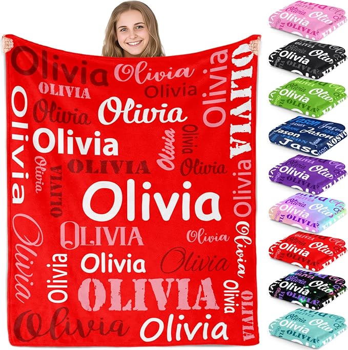 Gudina Personalized Name Blankets and Throws, Custom Blanket by Gudina