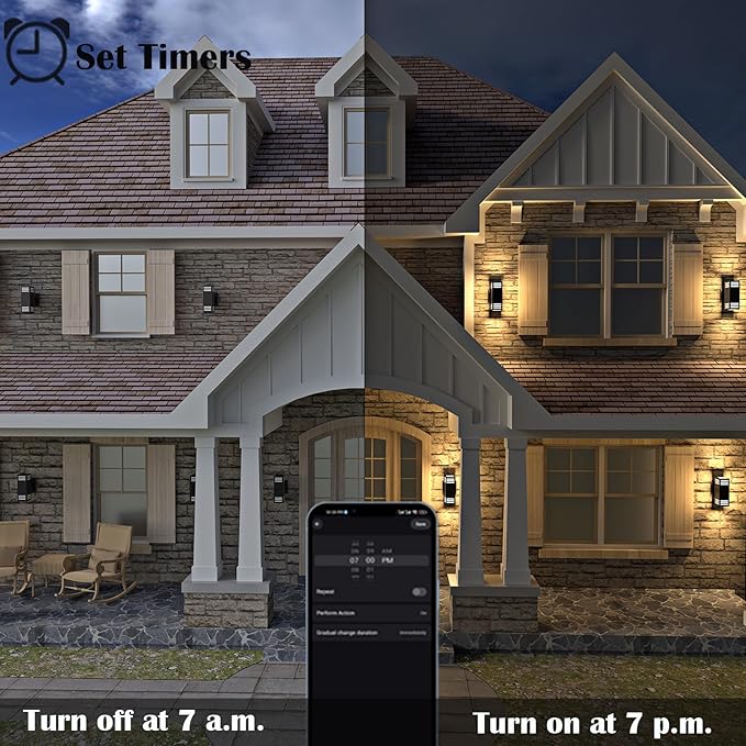 RGB Smart Outdoor Wall Lights, 2 Pack Front Porch Light Fixtures, Square - Image 3