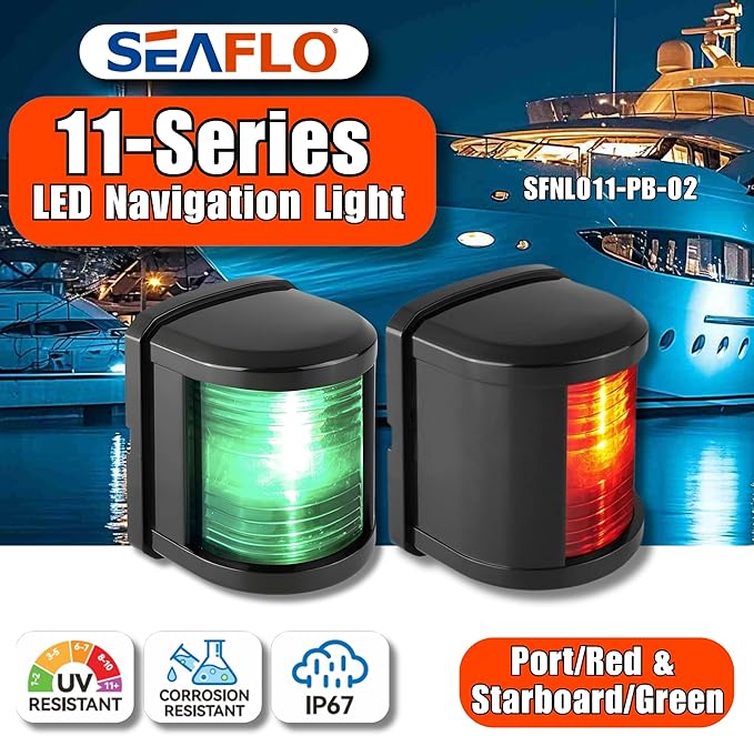 SEAFLO 11 Series Regular Sized LED Green Starboard & Red Port Navigation Light - Image 4