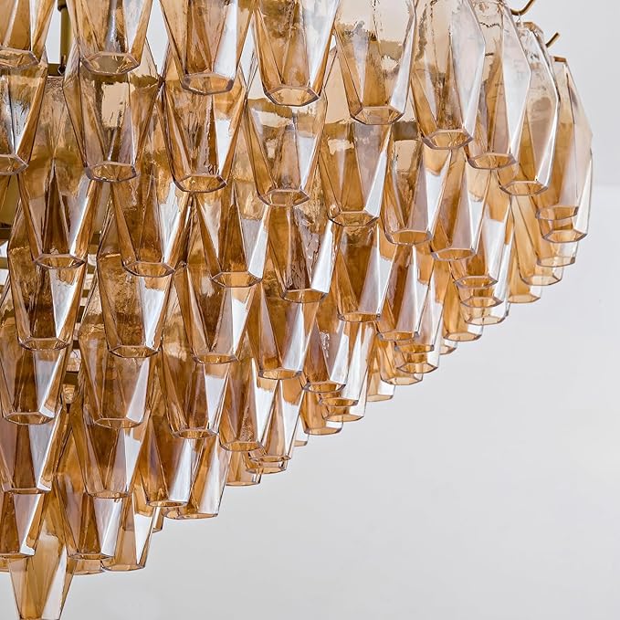 37" Extra Large Chandelier, 14-Light Gold Modern Round Chandelier - Image 6