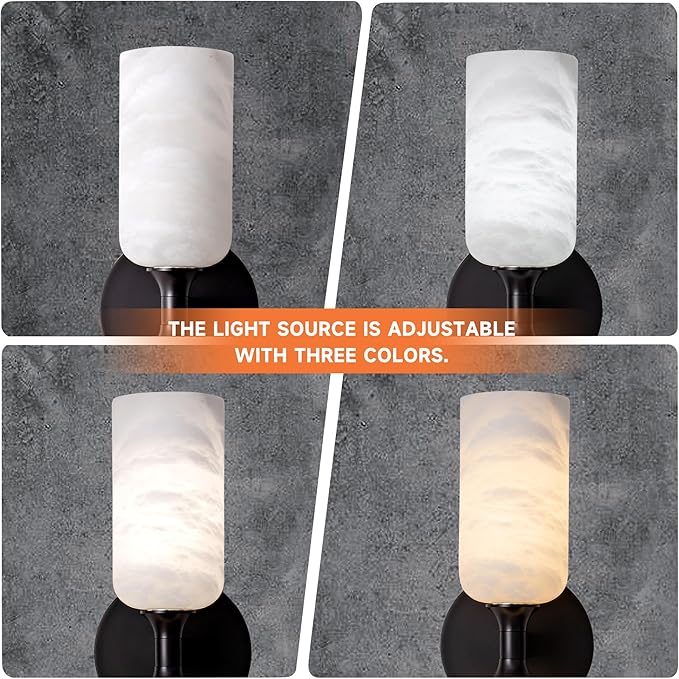 Alabaster Wall Sconce, 14in Modern Spanish Natural Marble Bathroom Vanity - Image 5