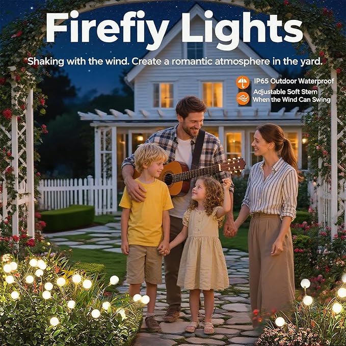 4 Packs Solar Garden Lights Outdoor Waterproof, Firefly Swaying Light - Image 3
