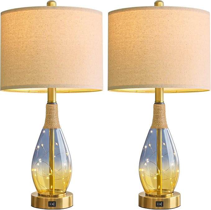 OYEARS 23" Table Lamps for Living Room Set of 2, Bedside Lamps for Night Stands - Image 9
