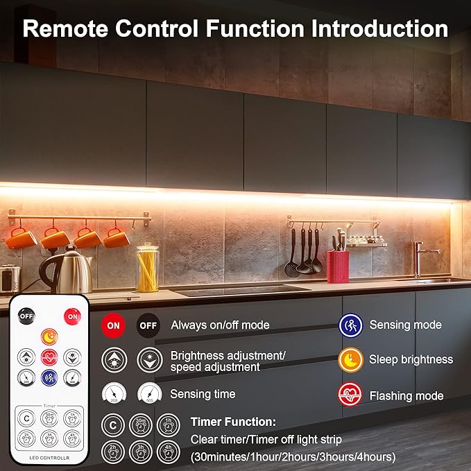 LAFULIT 10 PCS Under Cabinet Lights Kit, Motion Sensor LED Strip Lights - Image 4