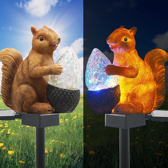 Upgraded Solar Garden Lights Outdoor Decor, Solar Squirrel Stake Lights by LifeisfullofloveVGYVGYCC