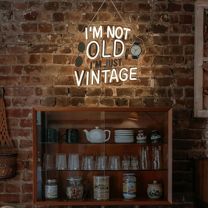 Retro Neon Sign I'm Not Old I'm Just Vintage Warm White LED Light - Image 3