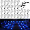 0.7" Tiny Blue LED Deck Light Kit, 0.4W Low Voltage Stainless Steel Waterproof by QACALEDOutdoorRecessedDeckLightingKits