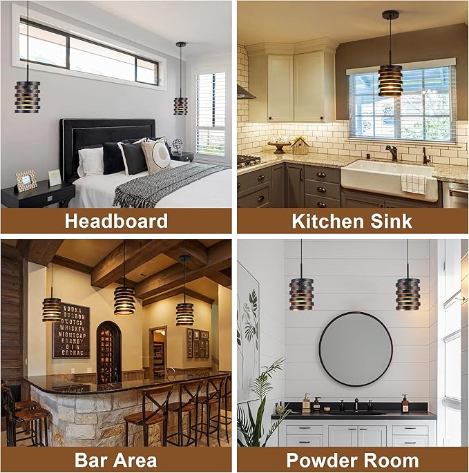 Modern Farmhouse Pendant Lights Kitchen Island, Industrial Multiple Rings - Image 3