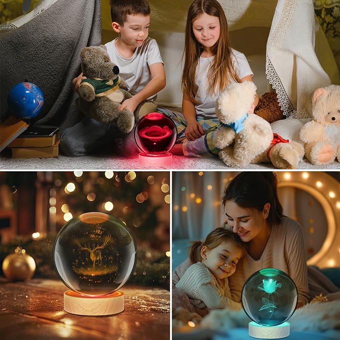 3D Rose Crystal Ball Lamp, 16 Color Changing Night Light - Image 5