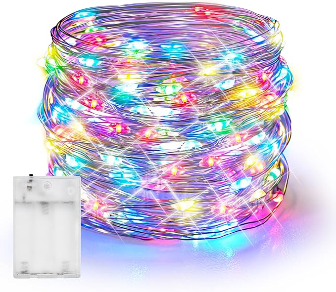 Dazzle Bright Fairy Lights Battery Operated, 20 FT 60 LED Silver Wire by DazzleBright