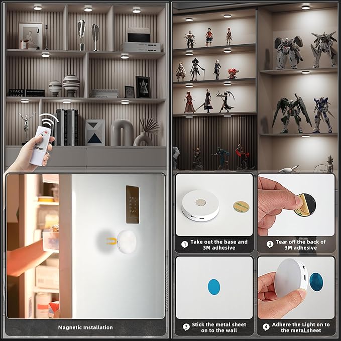Puck Lights with Remote Control, Under Cabinet Lighting with Magnetic and - Image 4