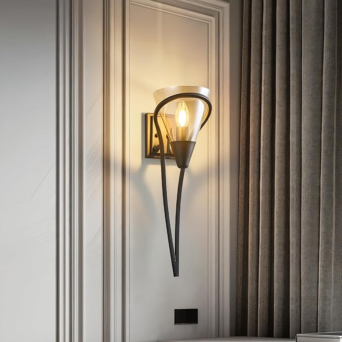 Modern Black Wall Sconce E12 Torch Decorative Wall Lights Industrial Wall Lights - Image 2