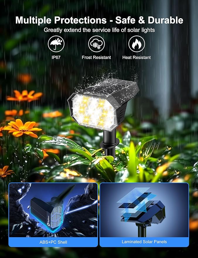 Brightown 6Pack Solar Spot Lights Outdoor, IP67 Solar Lights Outdoor Waterproof - Image 5