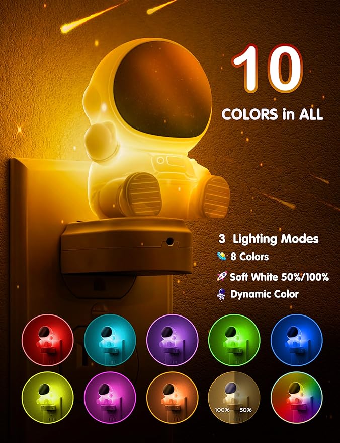 L LOHAS LED Night Light for Kids, 3D Space Night Light Plug in, Dusk to Dawn - Image 3
