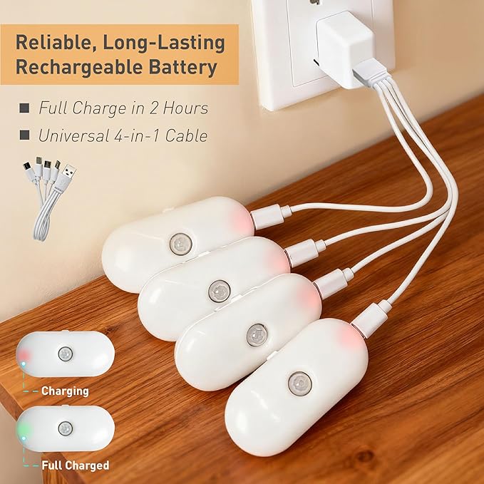 Rechargeable Motion Sensor Night Light, 2-Color White & Warm Toilet Light - Image 7