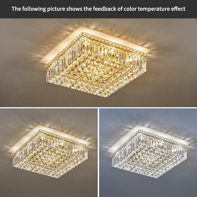 12-Lights Gold Crystal Flush Mount Ceiling Light Fixtures, Elegant Crystal - Image 6