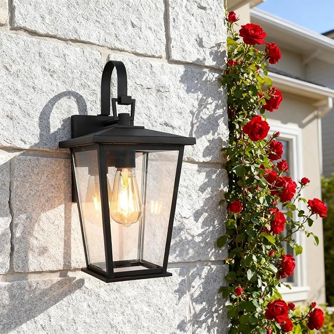 Kalium Outdoor Wall Lights Fixtures Lantern Frame 16 1/8", Outside Lights Black - Image 8
