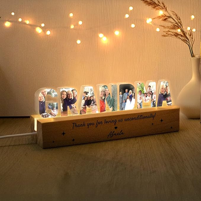 Personalized Grandma Photo Collage LED Night Light, Custom Photo, Quote & Name - Image 4