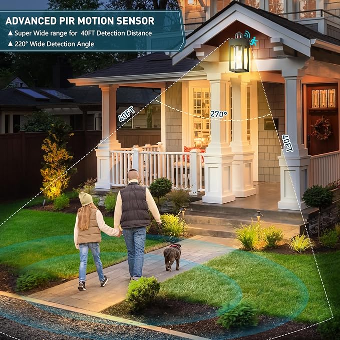 Motion Sensor Outdoor Wall Lanterns 2 Packs, Upgrade Dusk to Dawn Exterior - Image 2