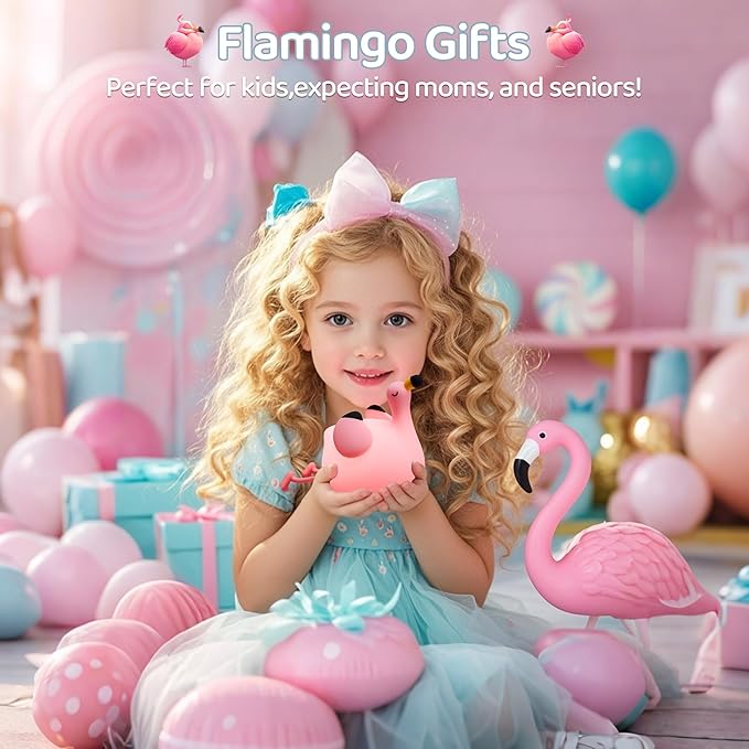Flamingo Night Light for Kids, Silicone LED Squishy Animal Lamp, Dimmable/Timer - Image 5