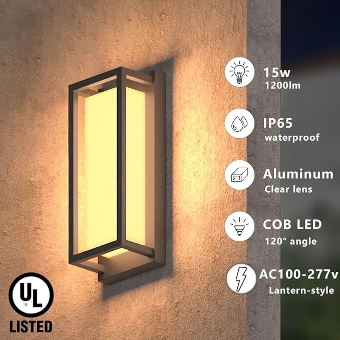 Dimmable LED Outdoor Wall Sconce, Modern Porch Lights 2700K 3000K 3500K 4000K - Image 4