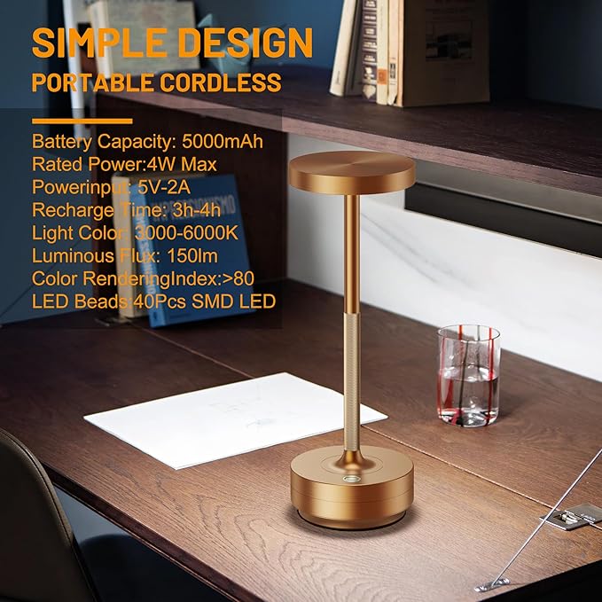 SAKRINGT 2 Pack Rechargeable Cordless Table Lamp - Image 7