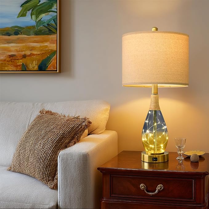 OYEARS 23" Table Lamps for Living Room Set of 2, Bedside Lamps for Night Stands - Image 4