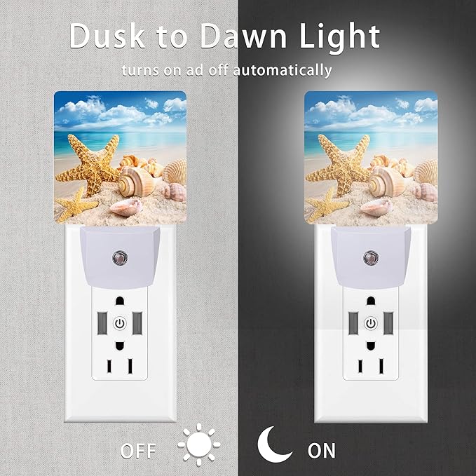 Starfish and Seashells Beach Night Light, Night Lights Plug into Wall - Image 3