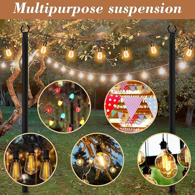 10 Pack String Light Poles, Metal Poles - Image 3