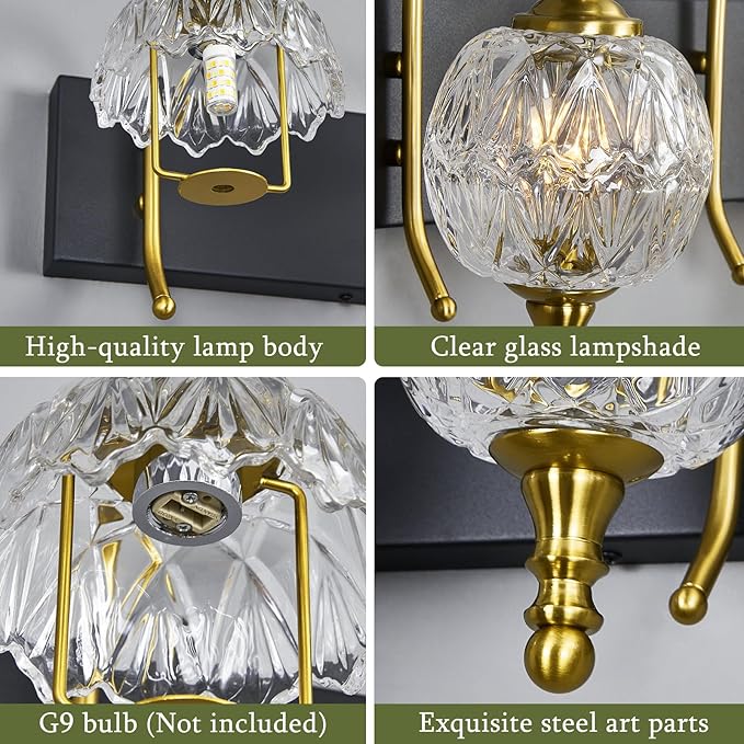 Modern Crystal Bathroom Vanity Lights Fixtures Over Mirror Black Gold Vintage - Image 3