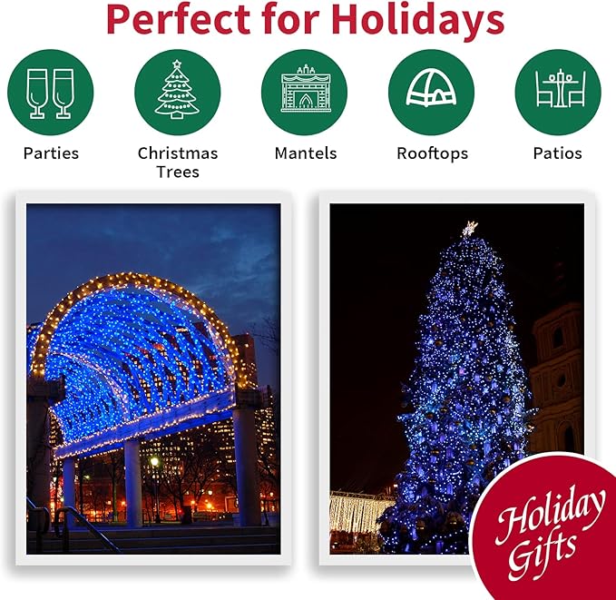 LAMPHOME Blue Wide Angle LED Christmas Lights, 64.8 Ft 300 Count - Image 5