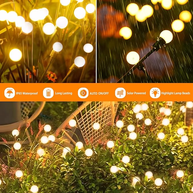 4 Packs Solar Garden Lights Outdoor Waterproof, Firefly Swaying Light - Image 2